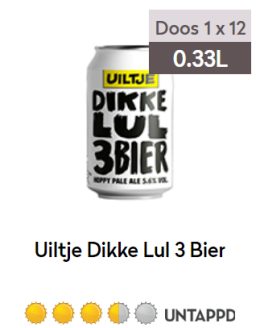 Uiltje Dikke Lul 3 Bier blik 0,33