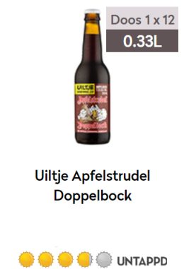 Uiltje Apfelstrudel Doppelbock fles 0,33